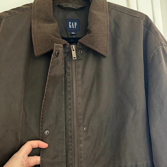 GAP Women's Dark Brown Utility Jacket with Corduroy Collar - Picture 4 of 8